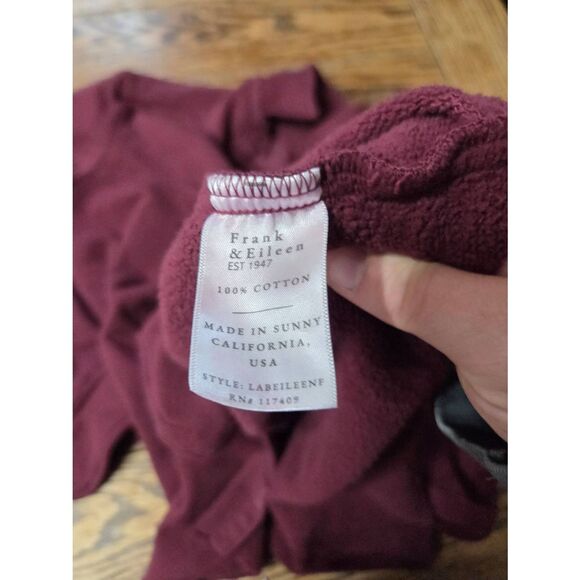 Frank & Eileen Eileen triple fleece sweatshirt Burgundy Button-Up Sz Small - Picture 4 of 6